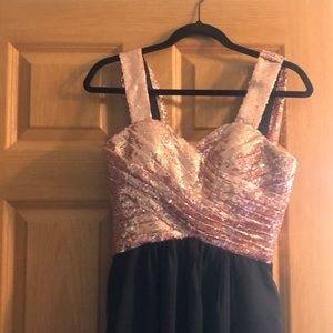 Lilyla Rose gold/navy bridesmaid dress